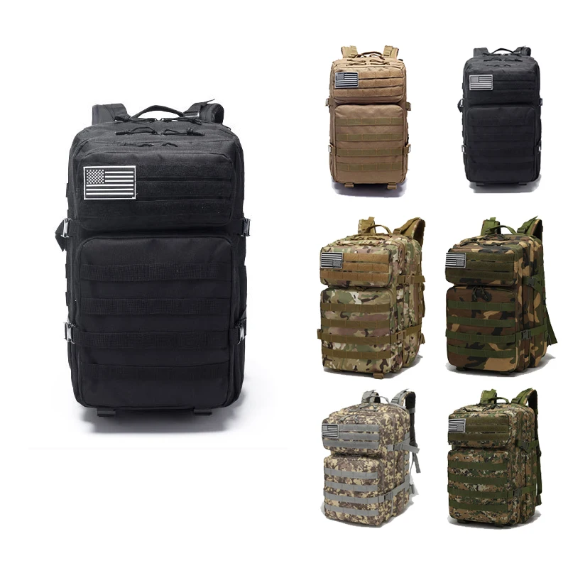 Прямая Продажа с фабрики 40L 45L 50L рюкзак тактический походный сумка оптом водонепроницаемый камуфляж черный зеленый цвет