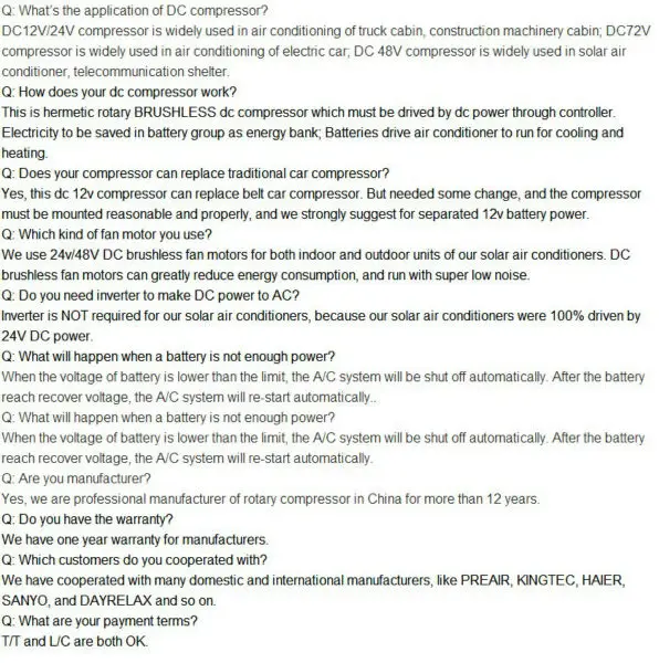 Electric car air conditioning with BLDC 12/24/48/72Volt compressor for Locomotives Wagons Trams Suburb trains and other rail