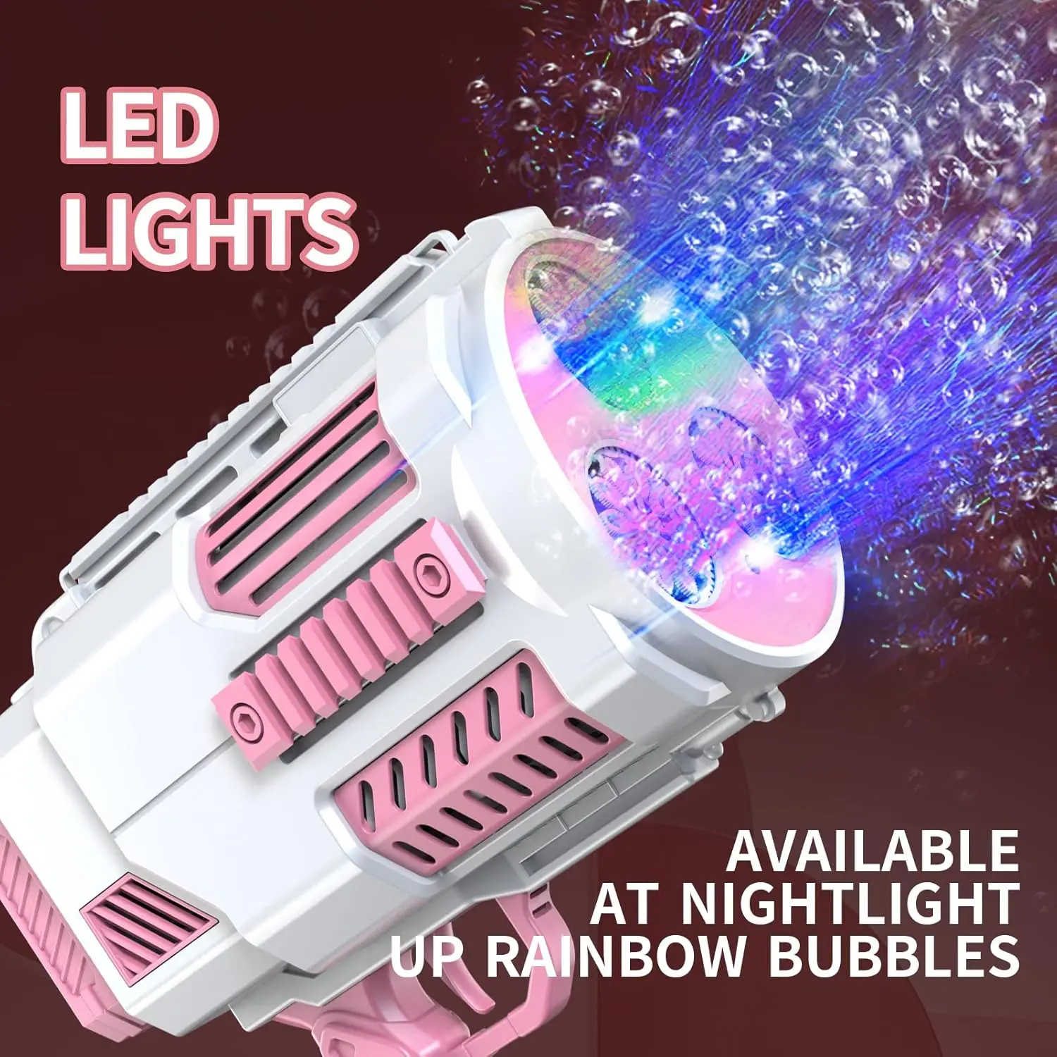 2024 Hot Sale Bubble USB Gun 69 Holes Automatic Rainbow Rocket Boom for Kid Light Up Bubble Machine for Wedding party For  Kids
