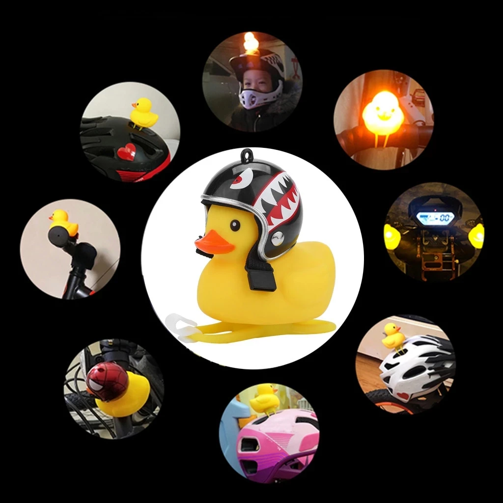 
New Bicycle Duck Bell with Light Broken Wind Small Yellow Color Duck MTB Road Bike Motor Helmet Riding Cycling Accessories 