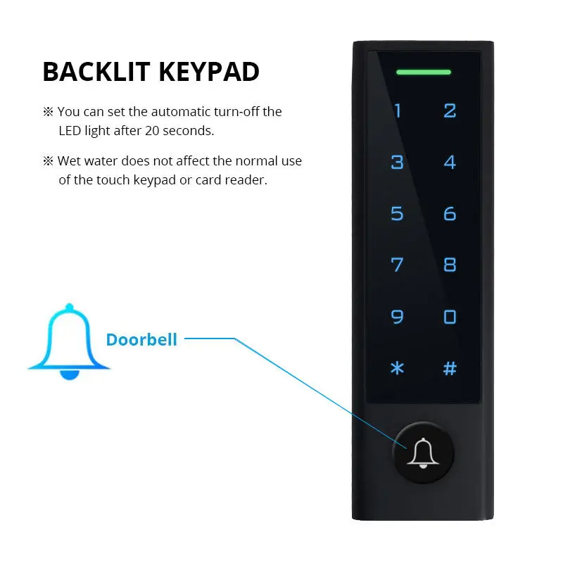 IP66 12V-18V Outdoor Waterproof Tuya app Keyboard for access control with doorbell