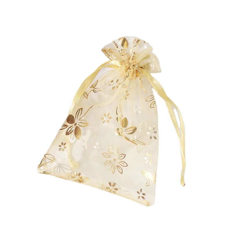 Chinese Redbud  Hot Stamping Organza Bag 13*18cm Wedding Gift Bag Party Jewelry Festival Makeup Organza Gift Bag