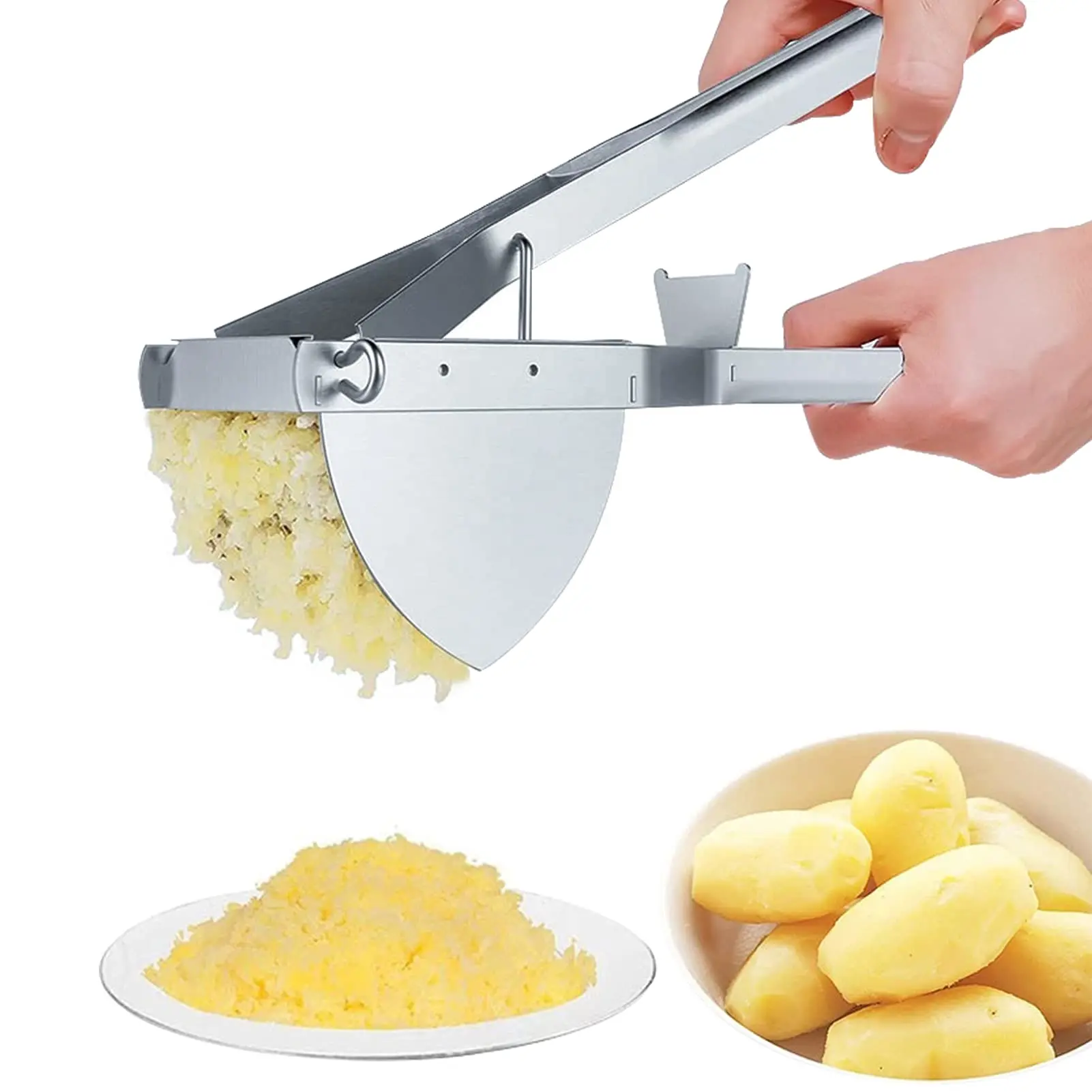 Potato Mashers Stainless Steel Chef Potato Ricer And Masher With Broad Mashing  Plate And Strong Grip Handle Convenient For Use