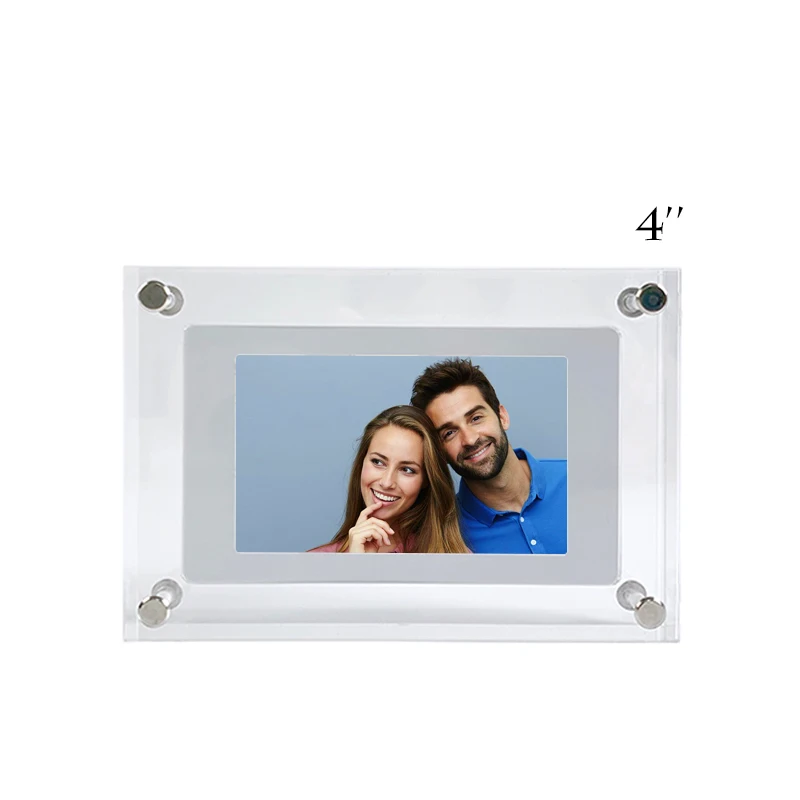 small size 4inch acrylic digital photo frame with built in Battery 1G Memory For Video Play In Loop After Power On With Buttons