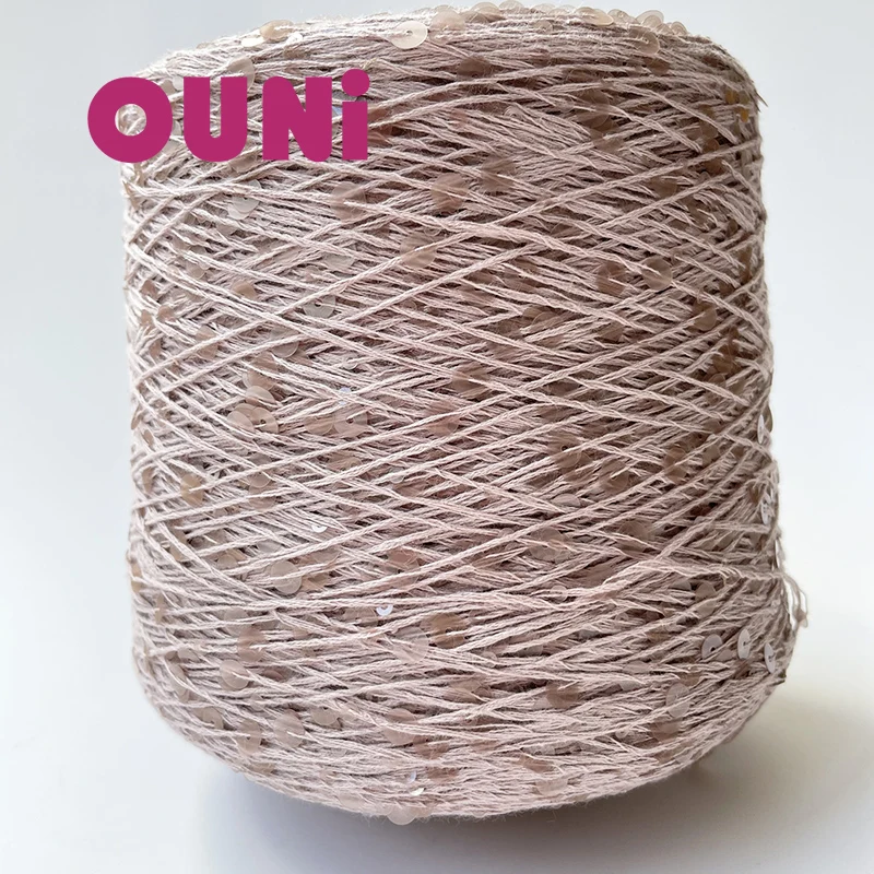 Fancy Sequin For Hand Made Crochet Products  Flower Sequins  natural cotton  Thread   3MM + 6MM glitter yarn fancy yarn