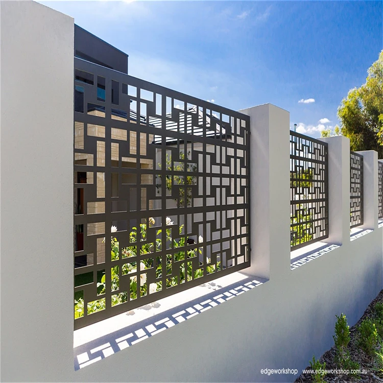 Trade Perforated Garden Metal Main Gate Design Cured Aluminum Wall Trellis Gates Laser Cut galvanized privacy metal fence