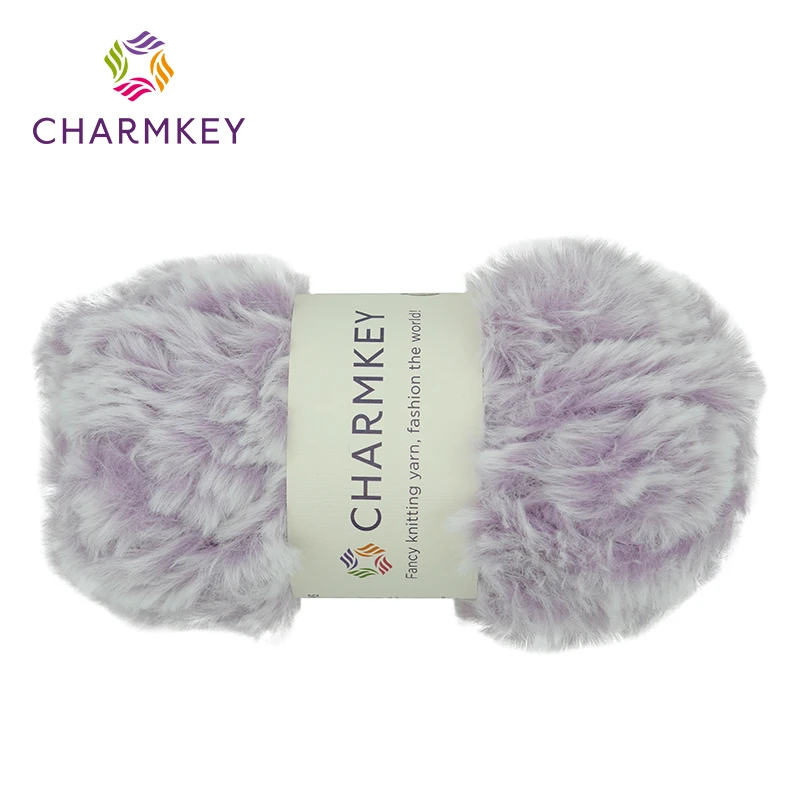 Charmkey популярная разноцветная необычная мягкая пушистая 100% полиэфирная искусственная флисовая пряжа для вязания меха оптом сумок шарфов