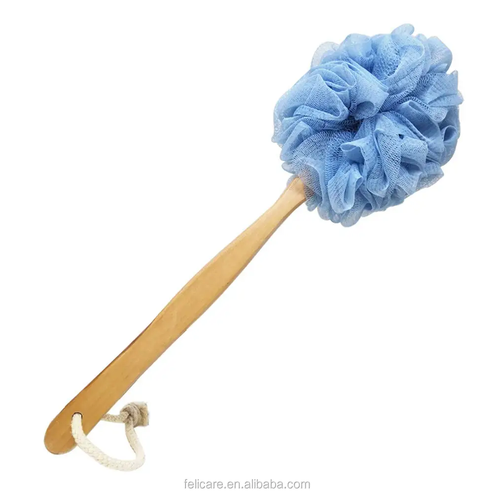 
Long Wooden Handle Bath Brush For Cleaning Body Shower Brush Loofah Bath Sponge 100% Natural 