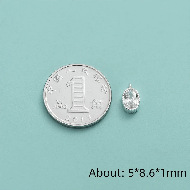 Delicate S925 Sterling Silver Pendant Shiny Pave Color Zircon Oval Pendant For DIY Necklace Bracelet Earring Accessories