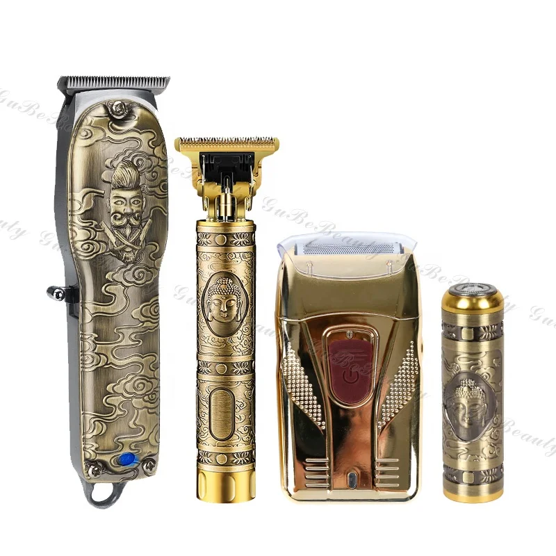 Gubebeauty gold set professional trimmer stainless blades rechargeable trimmer cordless hair trimmer for men with FCC