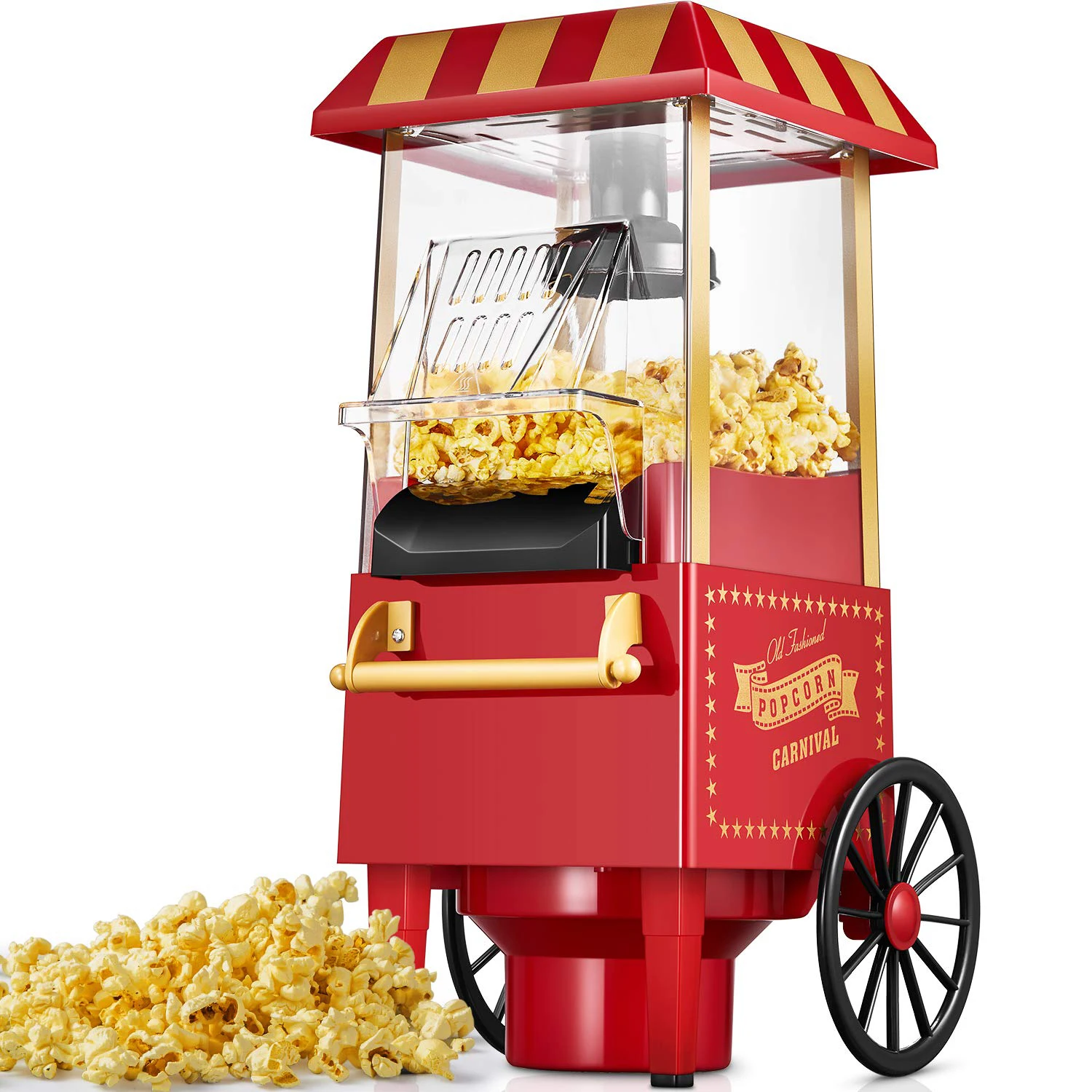 Hot Air Circulation Popcorn Maker Low Fat No Oil Needed Popcorn Popper for Home Movie/Party Electric Popcorn Machine