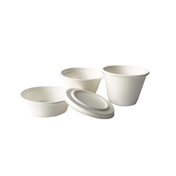 Environmental Disposable  Sugarcane Bagasse  salad bowl soup tub with  lid