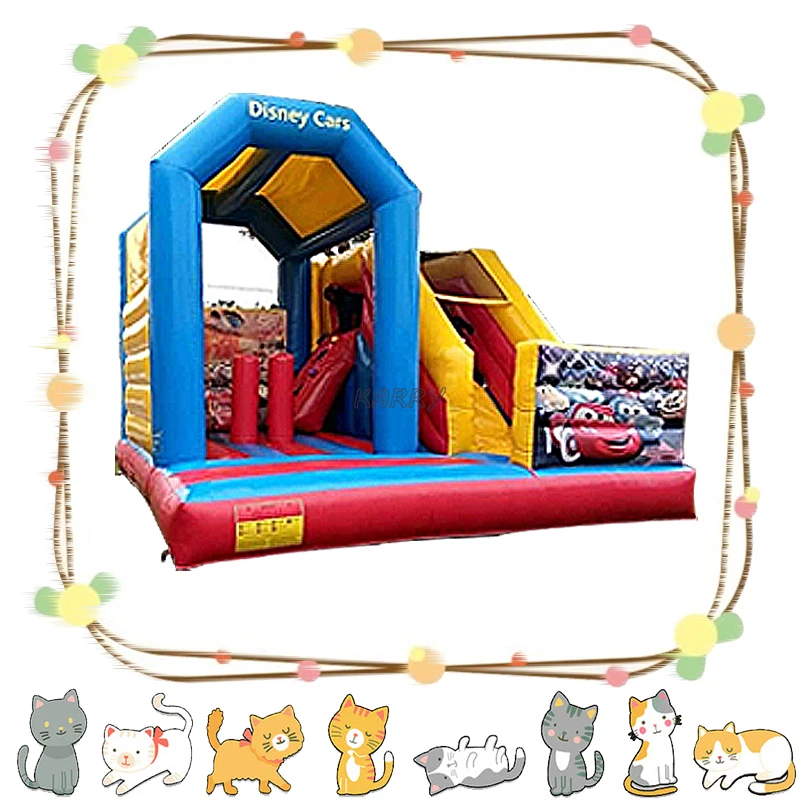 Commercial PVCInflatable Cartoon Slide Juegos Inflatables Racing Car Slider Dry Slides Castle Bounce House Used For Kids Games