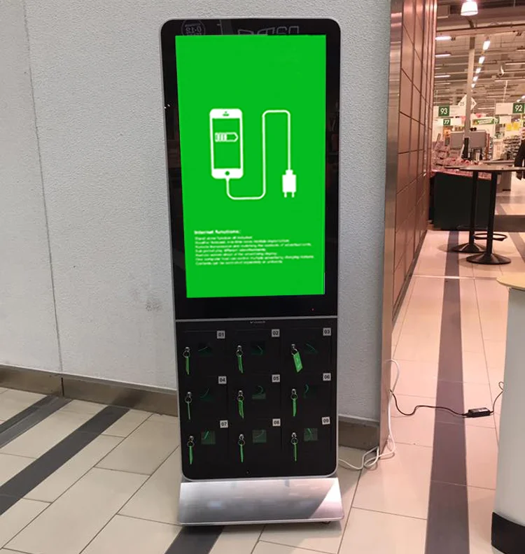 new innovations 2022 advertising screen water proof shared power bank rental machine outdoor mobile phone charging station