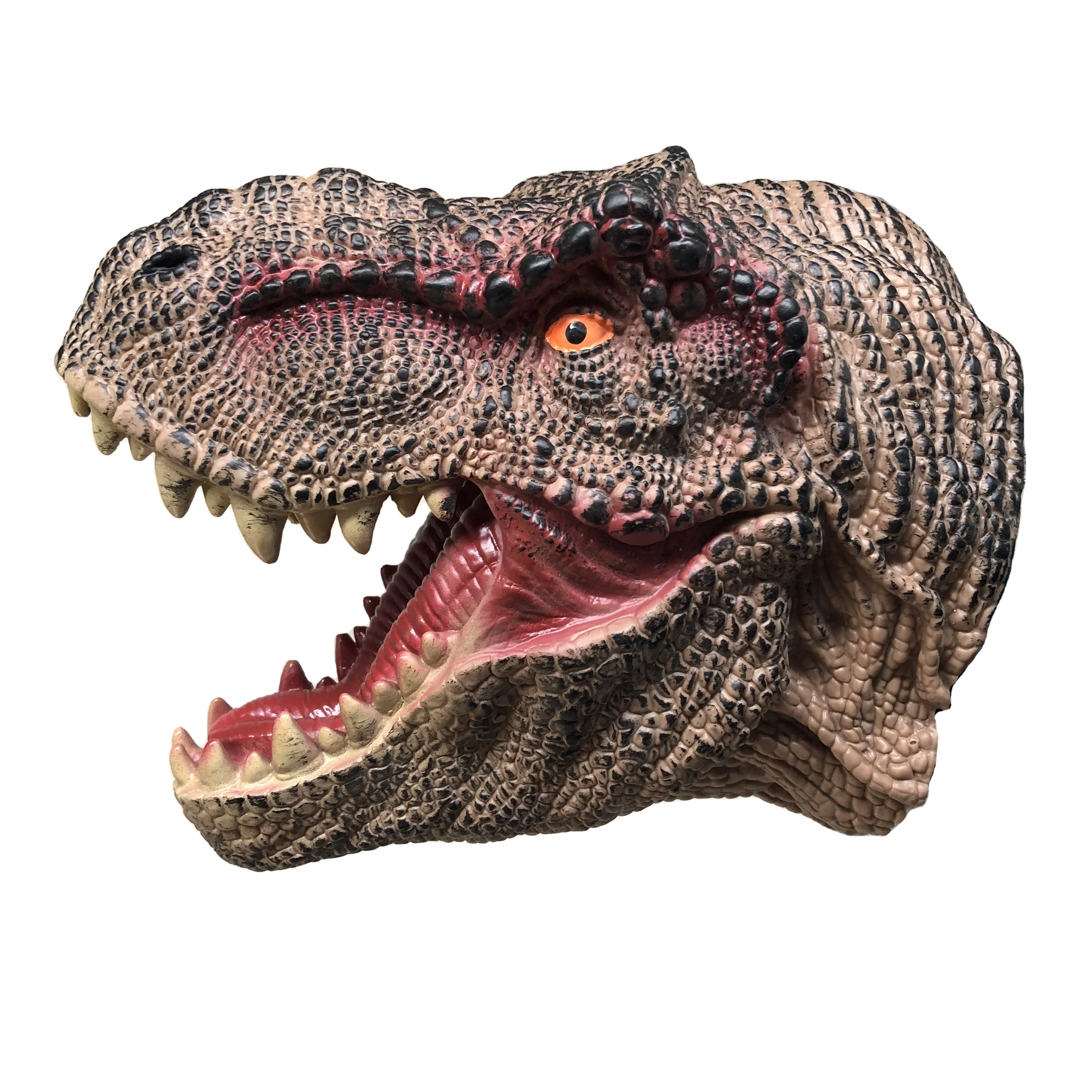 
Brown T Rex Toys Dinosaur Puppet Rubber Realistic Tyrannosaurus Rex Head Lifelike Hand Puppet toys for kids 