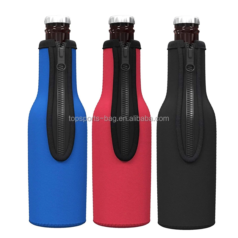 Thick Zipper Blank Neoprene Beer Bottle Holder Zip-up 12oz Beer Bottle Sleeve