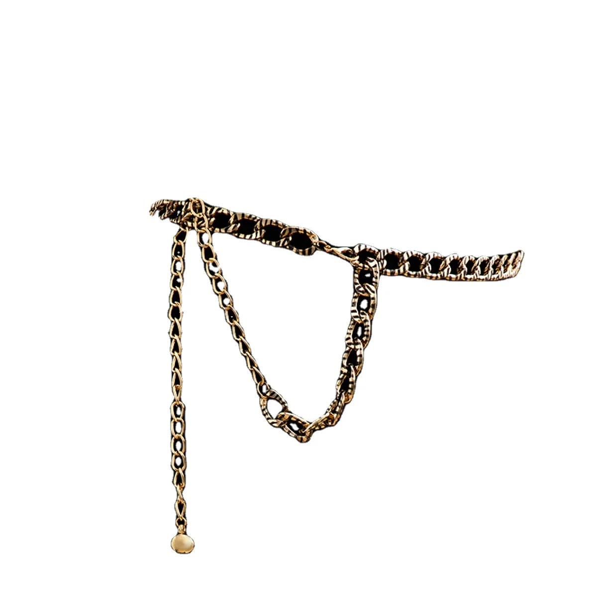  Leopard grain stripe thick chain waist simple drop ball