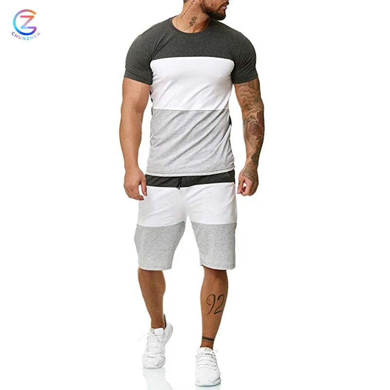
OEM High Quality Cotton Mens T Shirt With Shorts 2 Two-piece Sets Men Tshirt Pants 