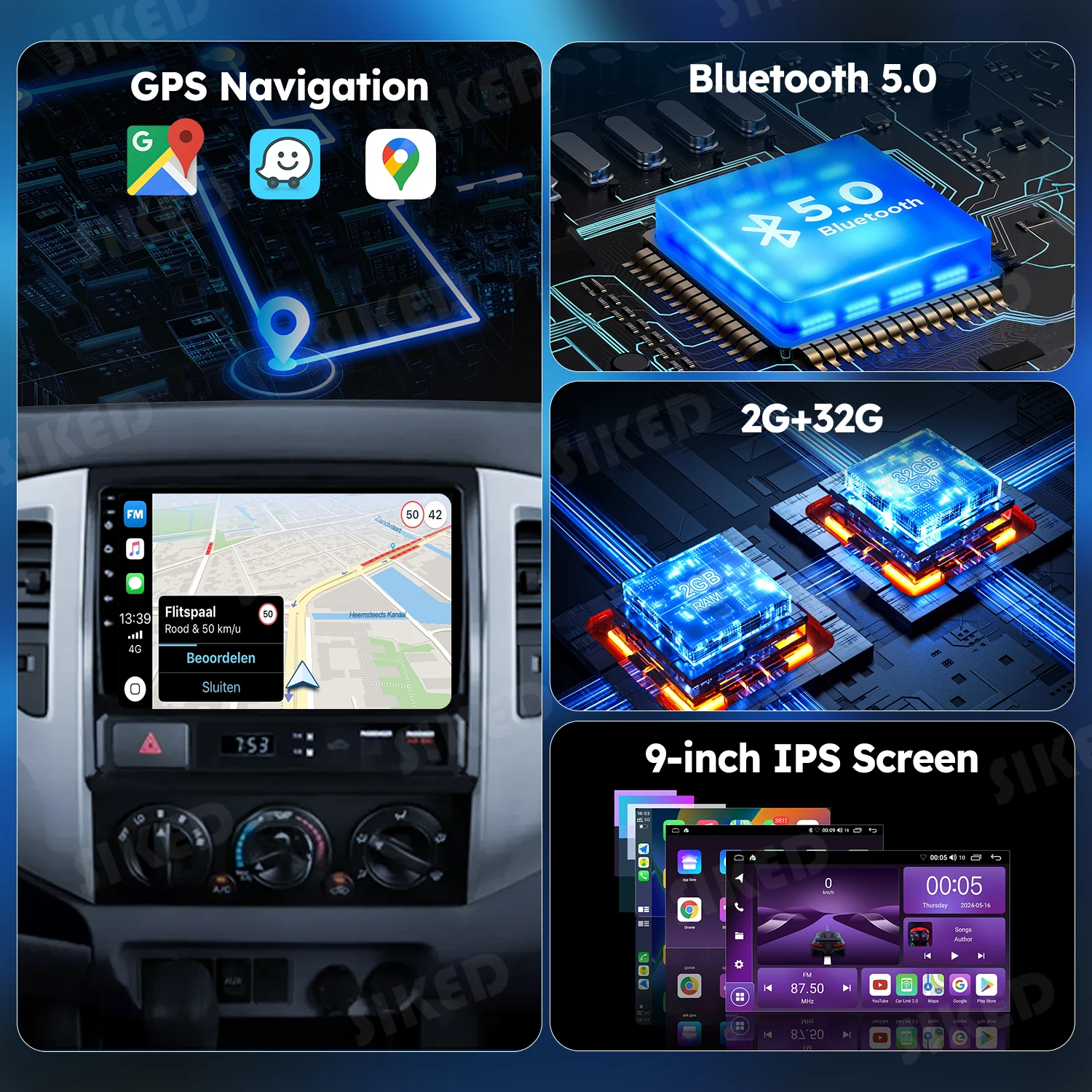 9' Android 12 Tacoma Screen for Toyota Tacoma 2005-2015Multimedia Player Wireless Carplay Android Auto Stereo GPS Backup Camera