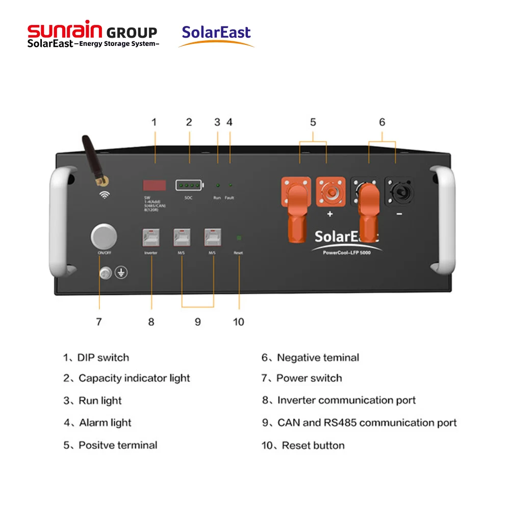 Sunrain 10 Years Warranty Rack Mounted 51.2V102Ah 5Kwh Scalable up to 50Kwh LiFePO4 Battery For Residential ESS Lithium Battery