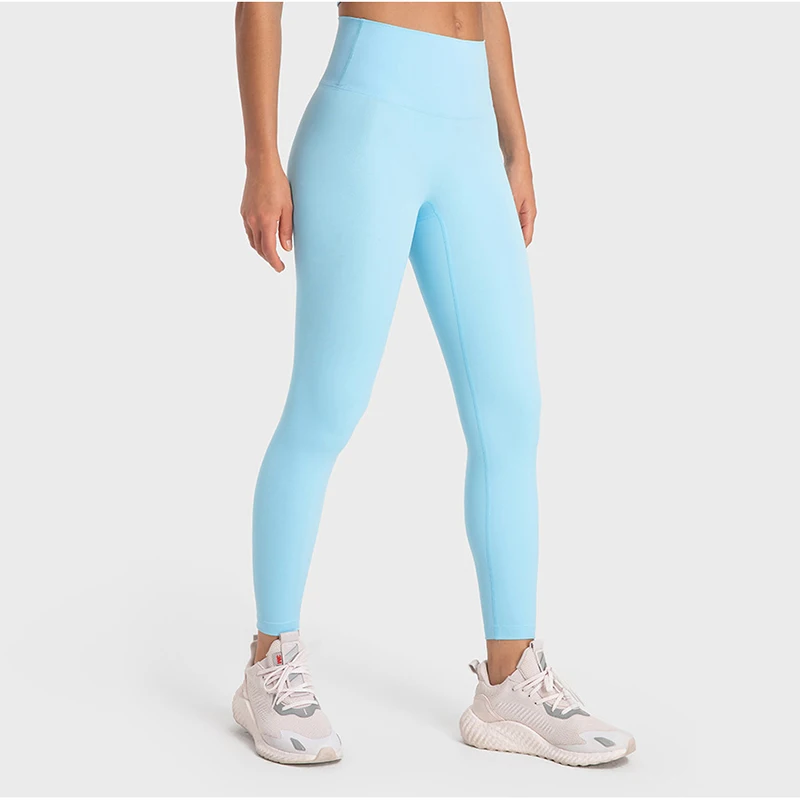 pure color naked feel leggings gym trousers high waist yoga pants fitness leggins for women slim custom LOGO