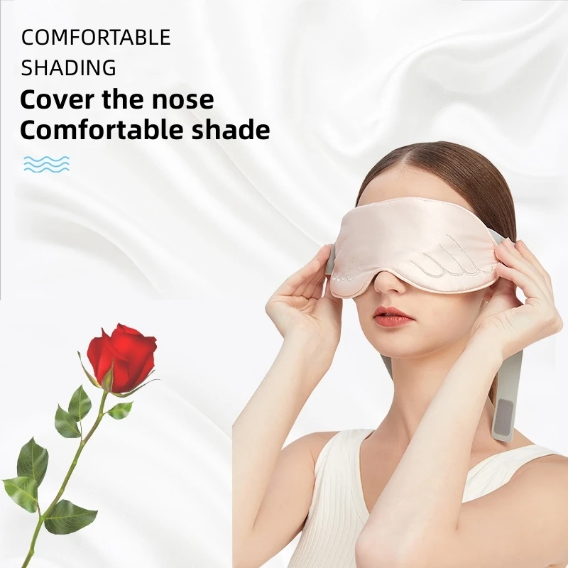 New Design Silk Eye Mask Hot Steam USB Rechargeable Soft Fabric Angel Wings Heated Eye Mask
