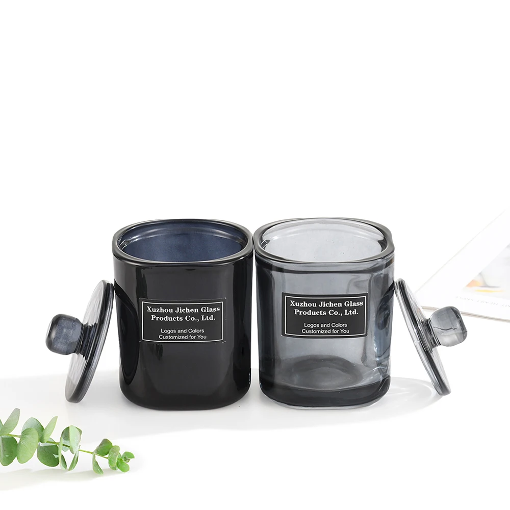 Christmas Glass Candle Containers for Making Candles with Glass Lid and Luxury Boxes Packaging