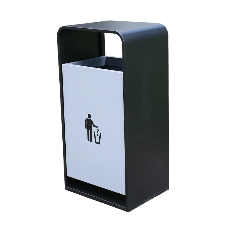 outdoor rectangular metal garbage container trash can outside garden street recycle waste bin public commercial steel dustbin