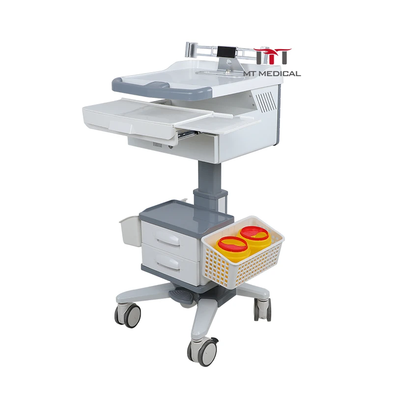 MT Medical Hospital Trolley with Modern Design Movable Tablet and Monitor Cart-Made of Plastic