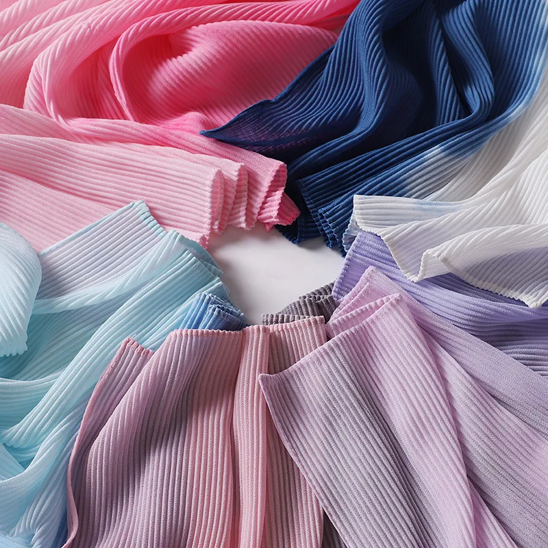 Yiwu factory supply high quality beautiful tie dye chiffon hijab pleated chiffon hijab