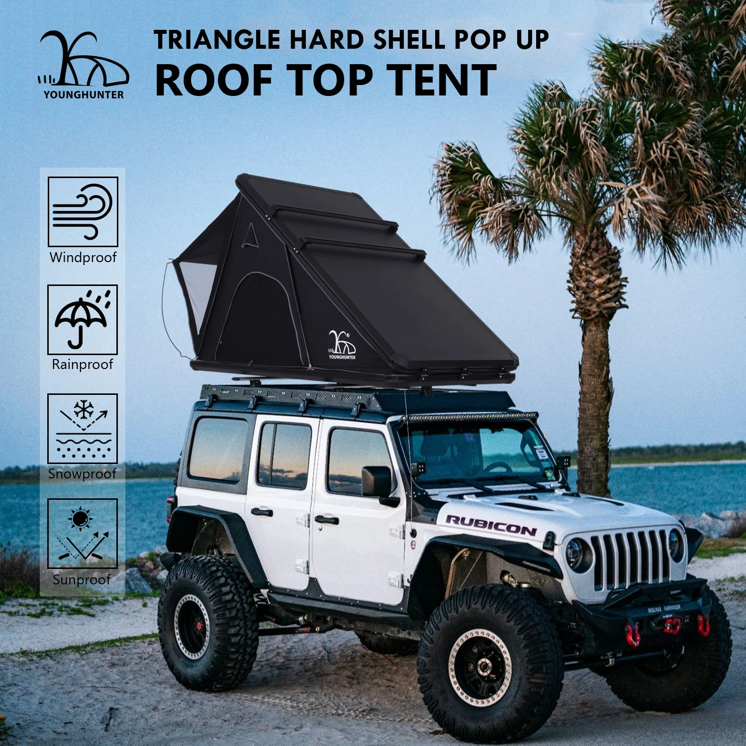 Customized aluminum triangle outdoor adventure rtt hard shell camper trailer car truck 4X4 camping  rooftop tent