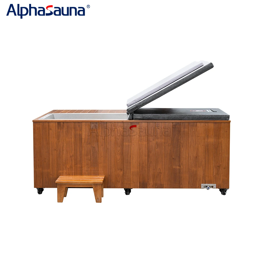 Outdoor Sauna With Shower Cold Plunge Square Ice Bath With Chiller 110v And Water Heater Optional