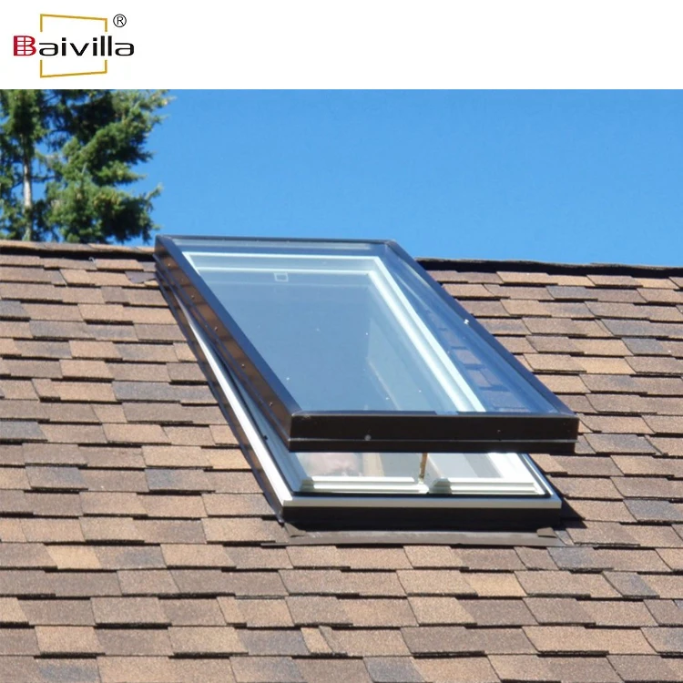 Low Price Waterproof Automatic Sloping Glass Rooflight Electric Open Aluminum Pitched Roofing Double Glazed Skylight Roof Window