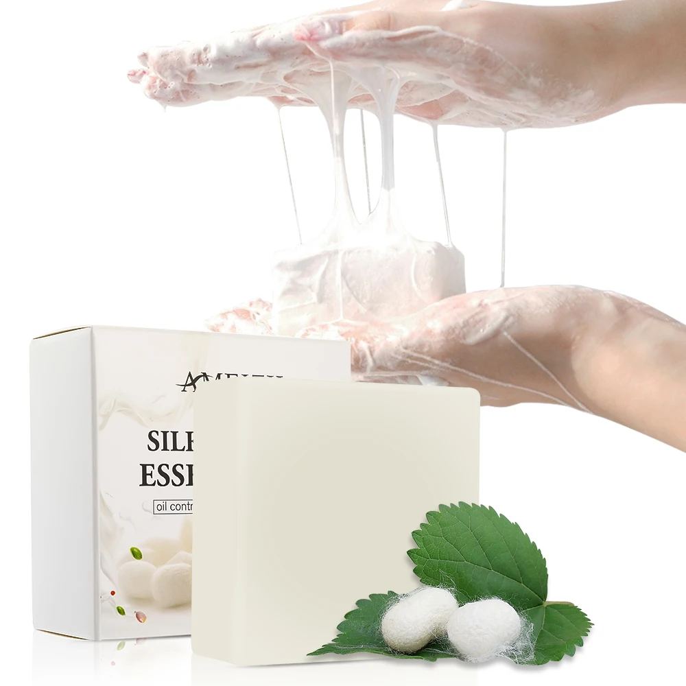 Natural Soap Handmade Whitening Goat Milk Silk Cocoon Face Soap Sea Salt Essential Oil Soap Remove Acne Anti Mite Deep Cleansing