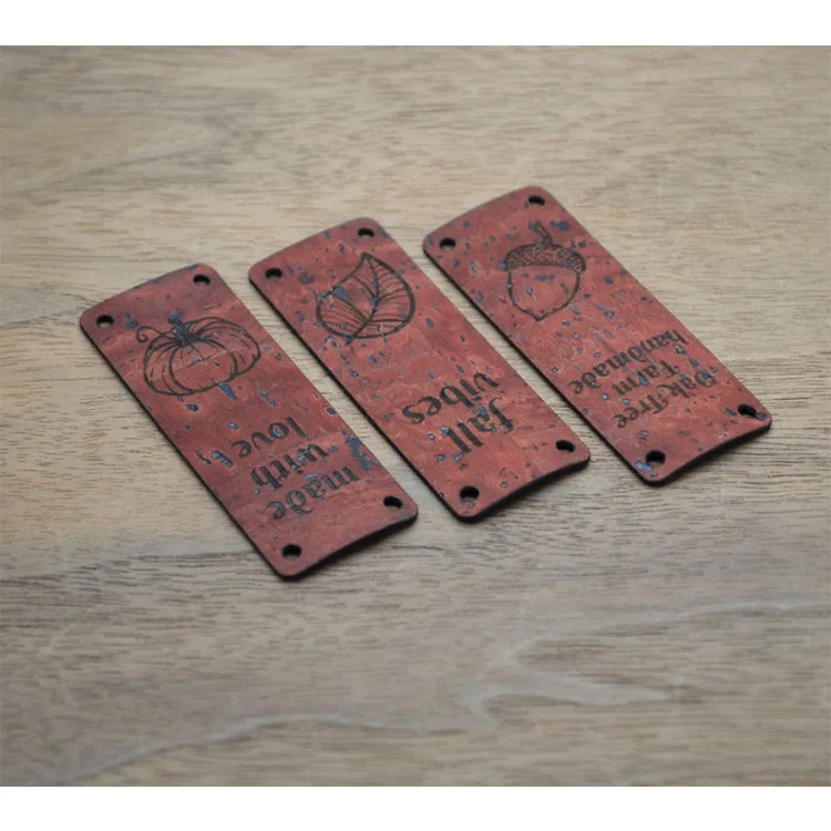 Wholesale Leather Garment Clothes Labels Custom Laser Engraved Cork Clothing Label