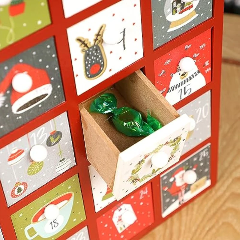 Christmas sweet Wood advent calendar boxes of advent calendar big christmas gift packaging box decoration christmas eve box