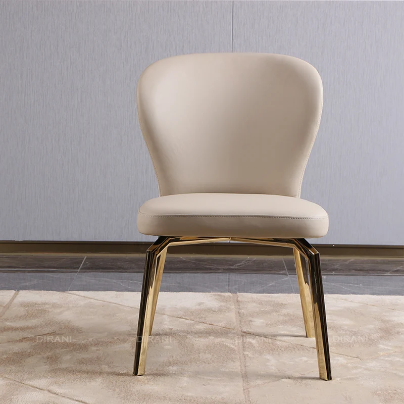 Роскошное кресло для столовой из одной ткани, кожаные современные обеденные стулья с высокой спинкой рисового белого цвета