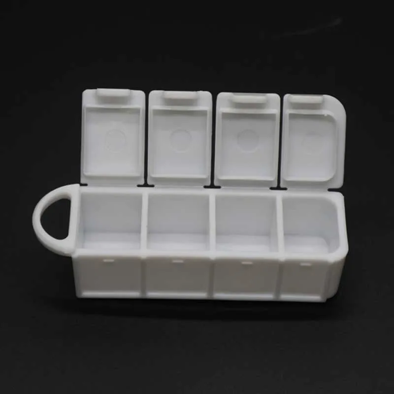 Custom Branding Travel Use Pocket Medicine Holder 4 Sections Pill Box Plastic Small Things Storage Container