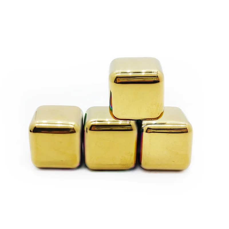 gold whiskey ice cube stone coffee chilling wine stones stainless steel ice cubes set for cola wine drinks