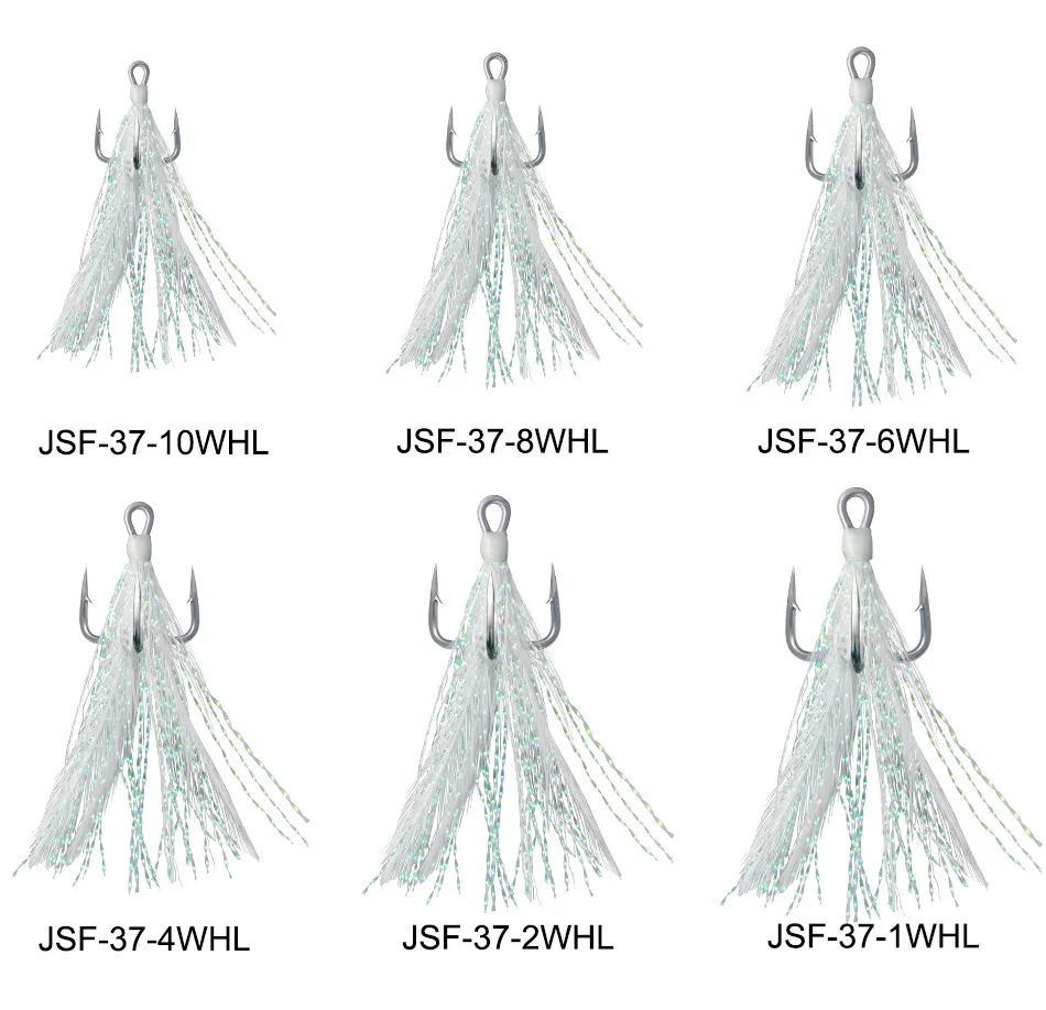 CASTSOON WHL Barbed Tripe Saltwater Luminous 3x Strong High Carbon Steel Feather Treble Fishing Hook