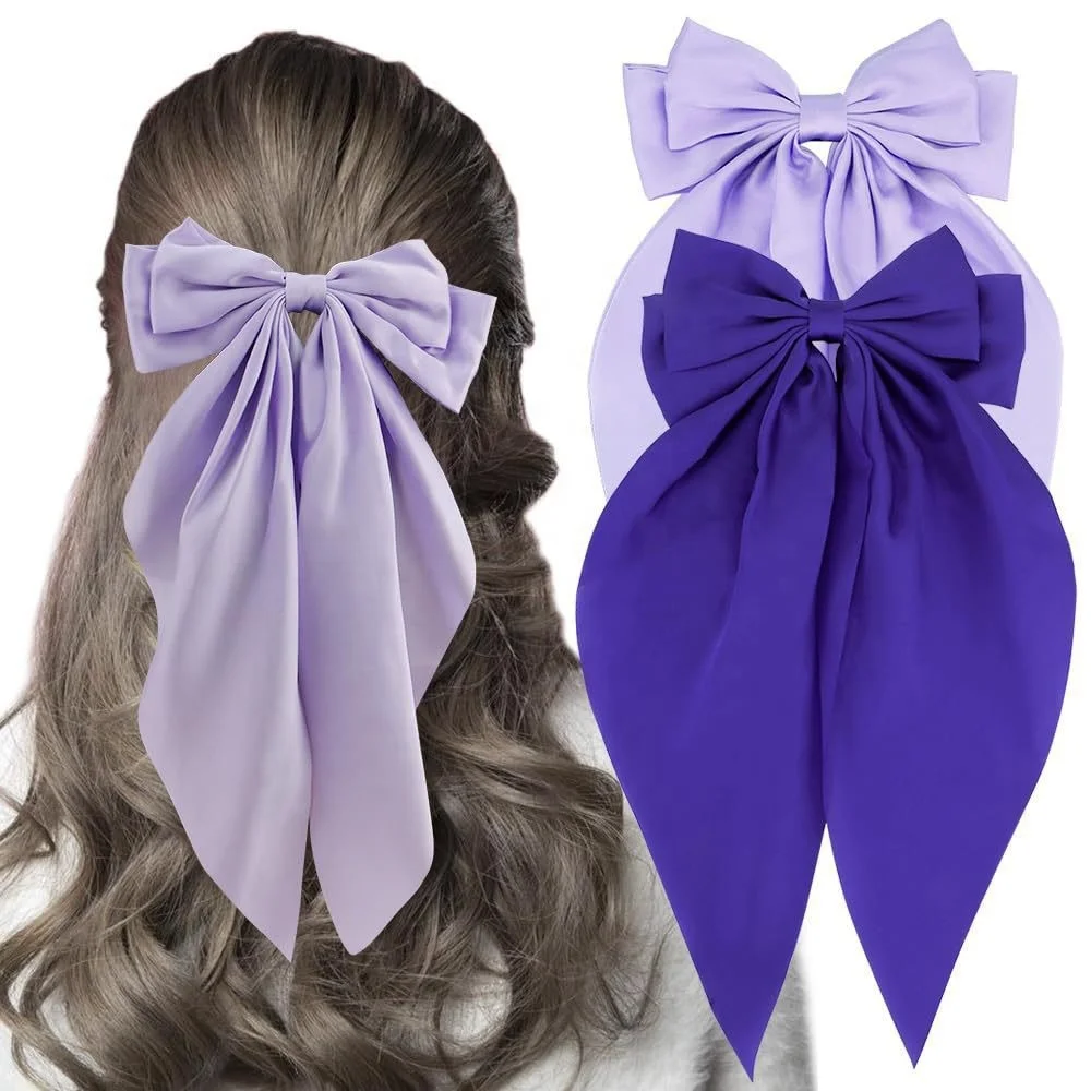 korean Sweet Cute XXL Big Solid Color barrette Butterfly Hair Bows Knot Long Tassel Hair Clips