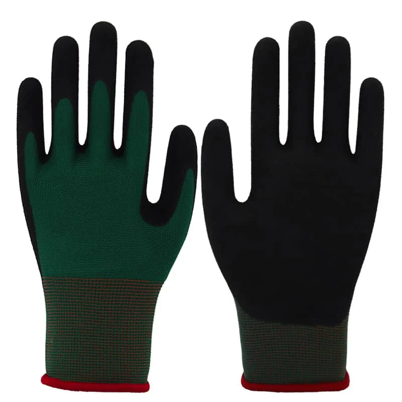 13g Nylon Liner Palm Coated Sandy Latex Safety Gloves High-Elastic Breathable Liner soft Grip Foam Latex Coated Work Gloves