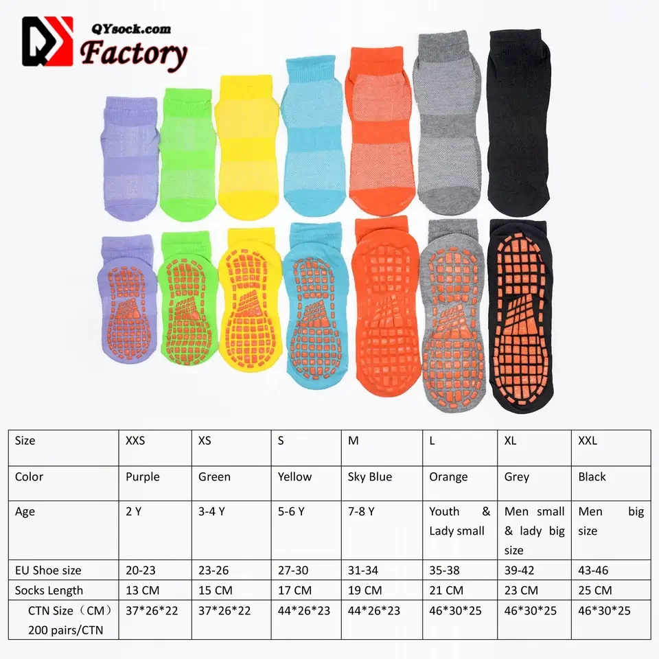 Wholesale Mixed Designs non slip Ankle Socks Custom kids adults Sport anti slip trampoline jump grip sock