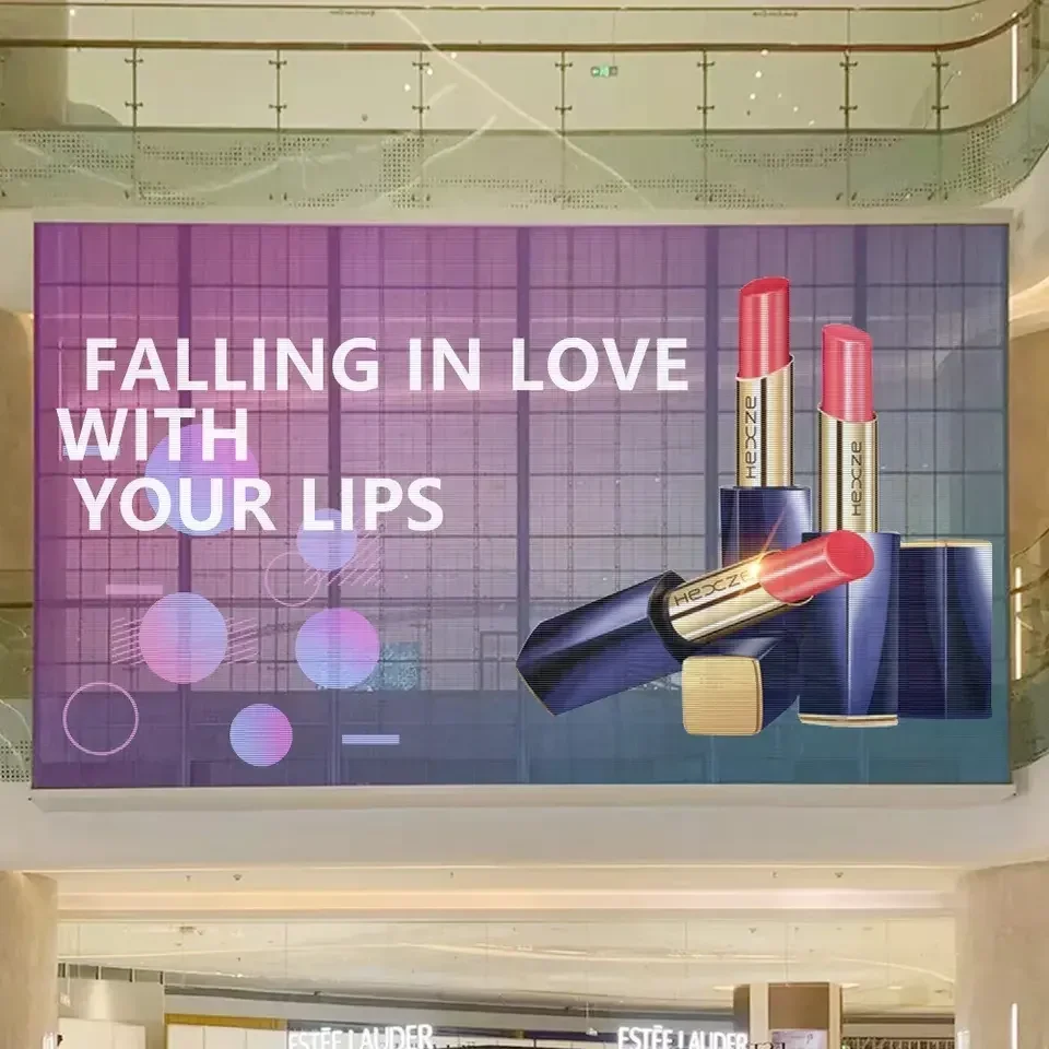 Led holographic transparent film display transparent glass film led screen