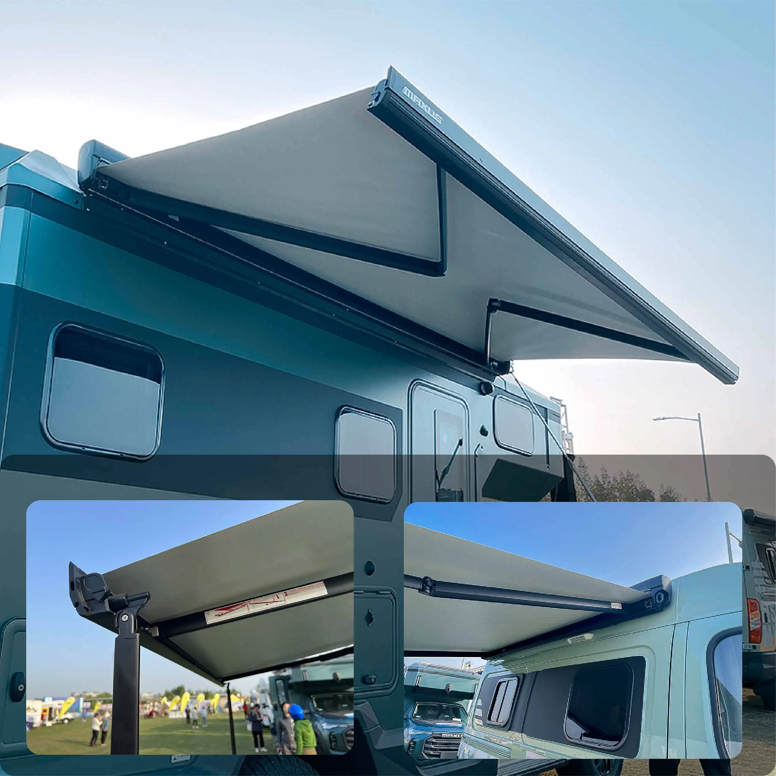 Awnlux High-strength Aluminum Alloy Frame Thickened Oxford Fabric Manual Control Sunshade Caravan RV Awnings Accessories