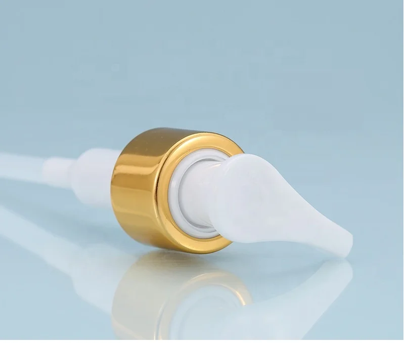 200mL pressure pump bottle. Transparent bottle body, white pump head, gold ring