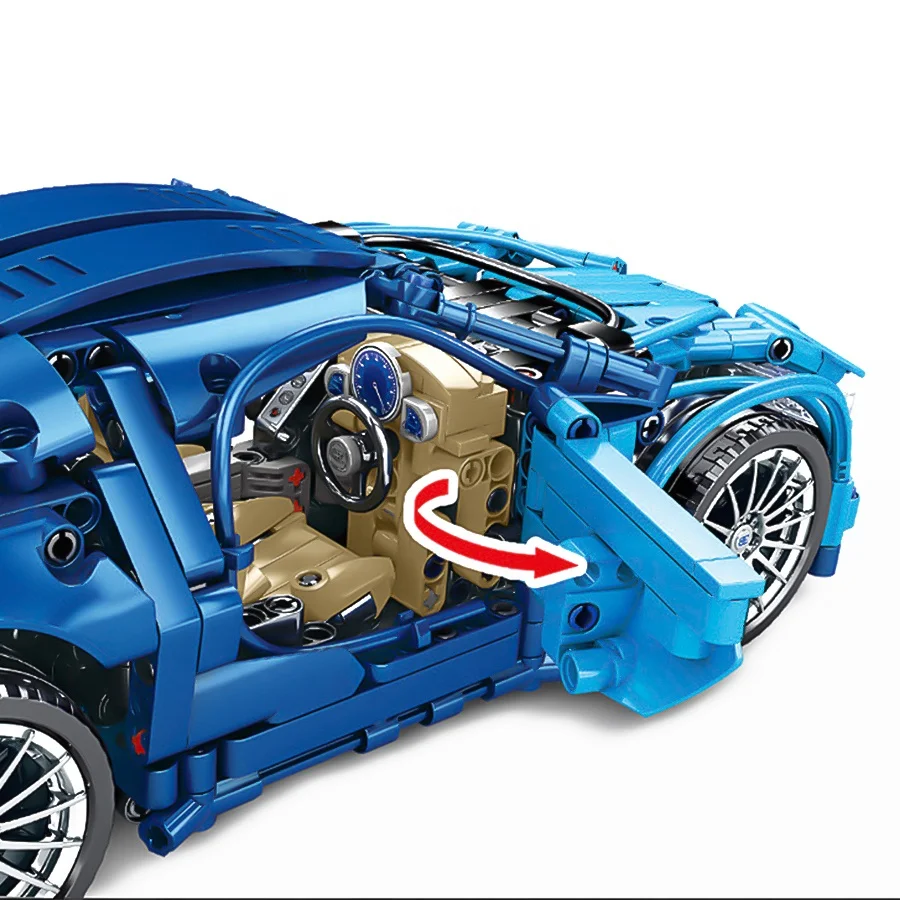 Blue Remote Control Racing Car 372pcs Building Blocks MOC Supercar Enlighten Bricks Toys for Birthday Gift