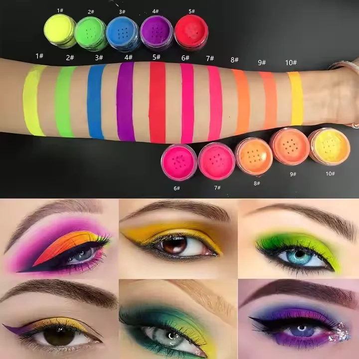 Wholesale high pigment eyeshadow cosmetics neon pigment fluorescent pigment eyeshadow