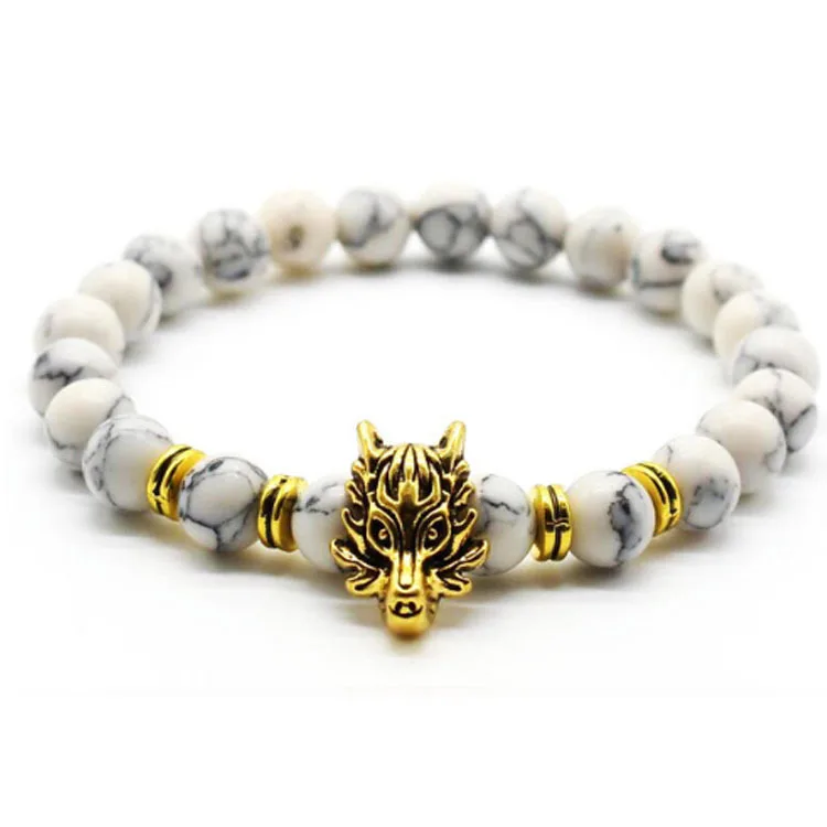 Kingcome Creative Volcanic Stone Bracelet Jewelry Elastic Natural Stone Domineering Dragon Totem Bracelets for Men