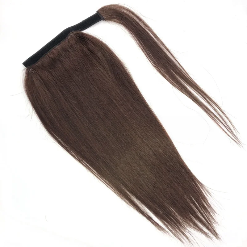 Top Quality Invisible #4 Straight Hairpiece Drawstring Ponytail Extensions Silky Soft Short Raw Brazilian Virgin Human Hair Wig